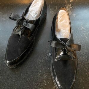 PAUL GREEN Black Patent & Suede Basha Oxford Lace-Up Lug Sole Creeper 11 41 EU